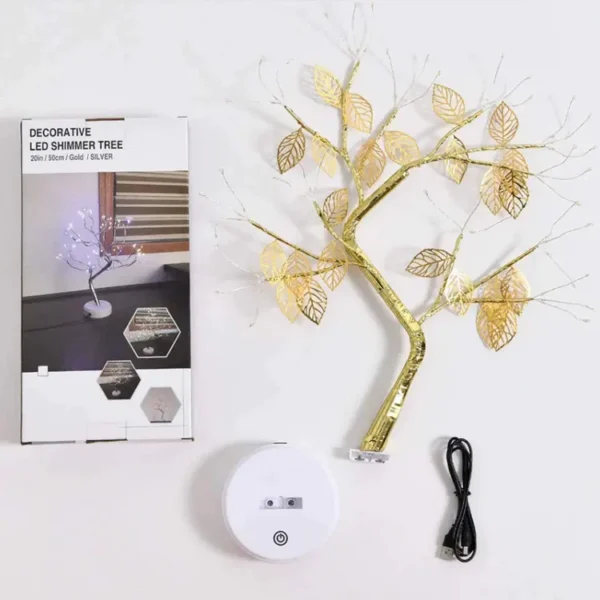 72 LED Bonsai Tree Lamp with Golden Leaf - Image 4