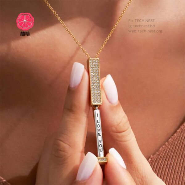 Gold Plated Pendant Necklace with I Love You Text - Image 3