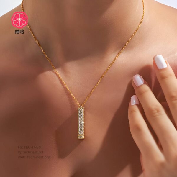 Gold Plated Pendant Necklace with I Love You Text - Image 4