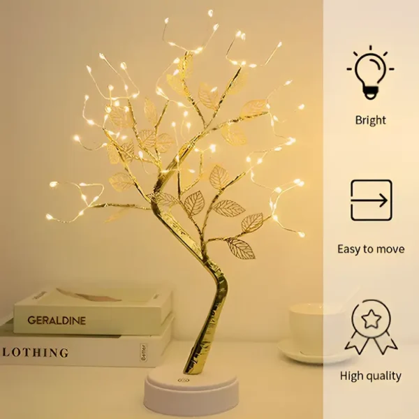 72 LED Bonsai Tree Lamp with Golden Leaf - Image 2