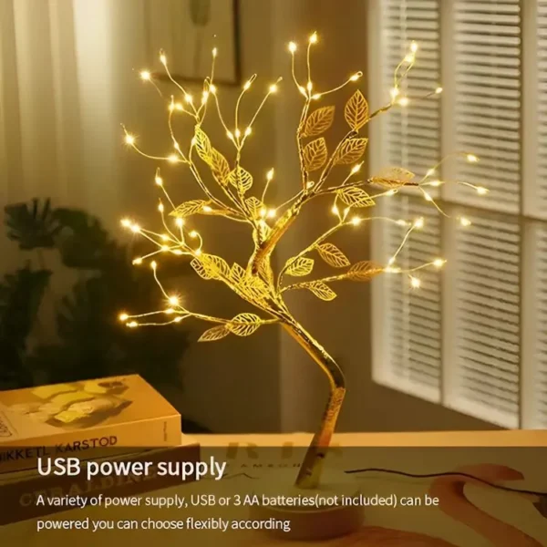 72 LED Bonsai Tree Lamp with Golden Leaf - Image 3