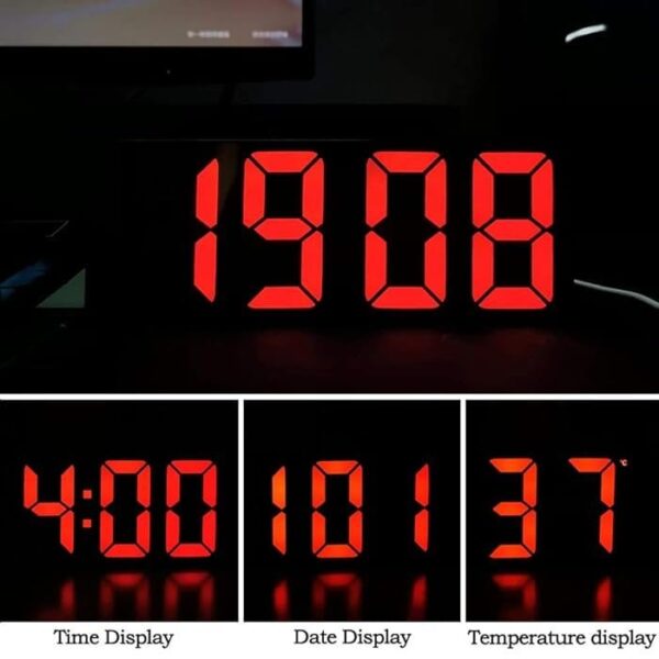 LED Smart Table Clock | Red 3 LED Smart Table Clock | Red - Image 3